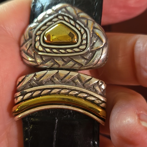 VTG Brighton - Croc Gold/Silver Reversible Belt Black/Brown - Size 32 - Picture 6 of 9